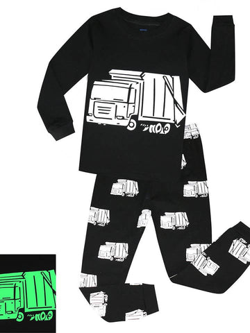 Glow in the Dark Garbage Truck 2 Piece Pajama Set