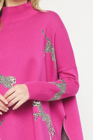 Cozy And Kind Cheetah Sweater In Hot Pink Curves • Impressions Online  Boutique